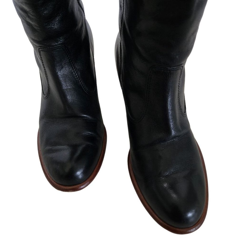 Women's Vintage Coach Fayth Tall Black Leather Heeled Boots Size 7.5 - Picture 6 of 11